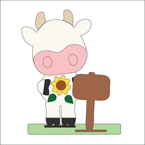 NO693 - MDF 15cm Cow Freestanding - Olifantjie - Wooden - MDF - Lasercut - Blank - Craft - Kit - Mixed Media - UK