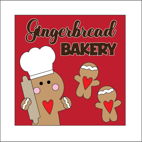 OL5266 - MDF Ladder Insert Tile - Gingerbread Bakery - Olifantjie - Wooden - MDF - Lasercut - Blank - Craft - Kit - Mixed Media - UK