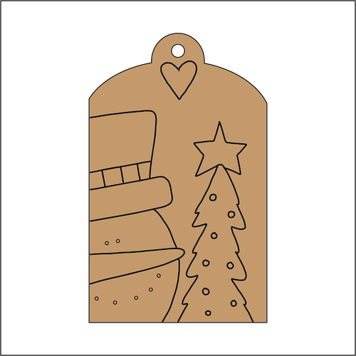 NO242 - MDF 2 Sizes  Christmas Hanging Bauble - Engraved Christmas Tag - Snowman3 - Olifantjie - Wooden - MDF - Lasercut - Blank - Craft - Kit - Mixed Media - UK