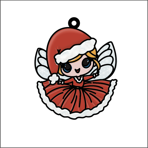 OL5533 - MDF Doodle Character Christmas Hanging Bauble - Fairy Santa - Olifantjie - Wooden - MDF - Lasercut - Blank - Craft - Kit - Mixed Media - UK