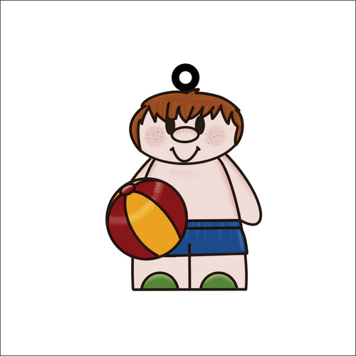 OL5154 - MDF Naïve Characters Seaside Holiday - Boy with Beach Ball - Olifantjie - Wooden - MDF - Lasercut - Blank - Craft - Kit - Mixed Media - UK