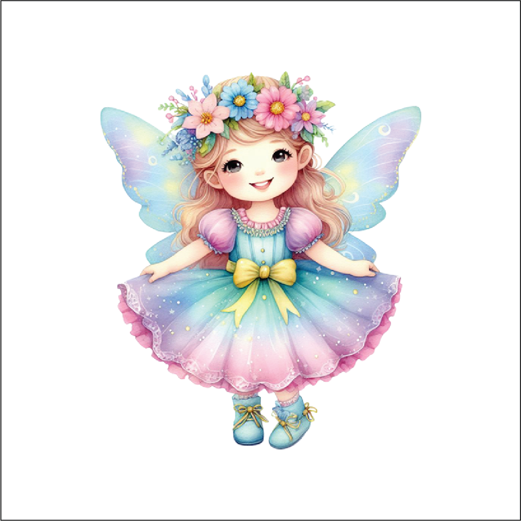 UV052 - UVDTF - Decal only Dress up child fairy 1 - Olifantjie - Wooden - MDF - Lasercut - Blank - Craft - Kit - Mixed Media - UK