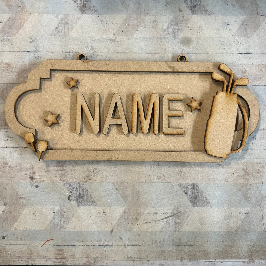 SS195 - MDF Golfing  Personalised Street Sign - Large (12 letters) - Olifantjie - Wooden - MDF - Lasercut - Blank - Craft - Kit - Mixed Media - UK