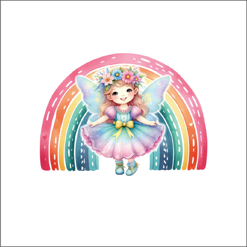 UV053 - UVDTF - Decal only Dress up child fairy 1 rainbow - Olifantjie - Wooden - MDF - Lasercut - Blank - Craft - Kit - Mixed Media - UK