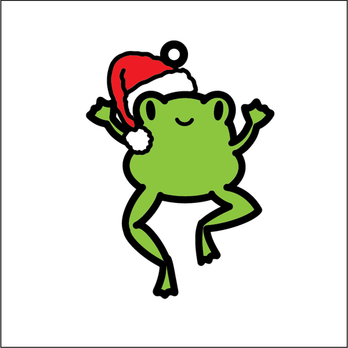 OL5529 - MDF Doodle Character Christmas Hanging Bauble - Frog - Olifantjie - Wooden - MDF - Lasercut - Blank - Craft - Kit - Mixed Media - UK