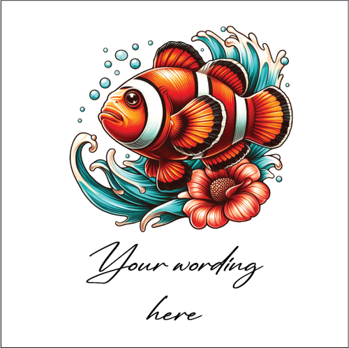 UV318 - UVDTF - DECAL ONLY - Personalised Tropical Clown Fish sea themed - Olifantjie - Wooden - MDF - Lasercut - Blank - Craft - Kit - Mixed Media - UK