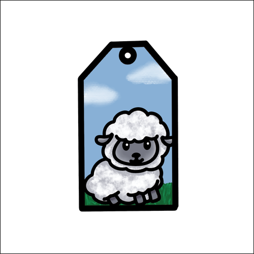 OL4771 - MDF Doodle Tag Hanging - Farm - Sheep - Olifantjie - Wooden - MDF - Lasercut - Blank - Craft - Kit - Mixed Media - UK