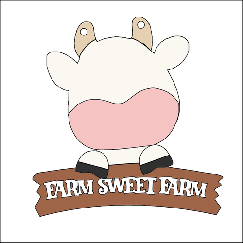 NO695 - MDF 2 Sizes Farm Cow Farm Sweet Farm Hanging - Olifantjie - Wooden - MDF - Lasercut - Blank - Craft - Kit - Mixed Media - UK