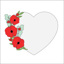 OL4347 - MDF Floral Heart - Freestanding or Hanging/no holes - Acrylic white, or clear or MDF Heart - Poppy - Olifantjie - Wooden - MDF - Lasercut - Blank - Craft - Kit - Mixed Media - UK