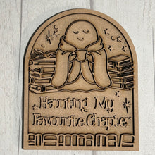 OL6152 - MDF Arched Themed Personalised Book Shelf Plaque with optional stand - Blanket Ghost Books = 5 wording choices
