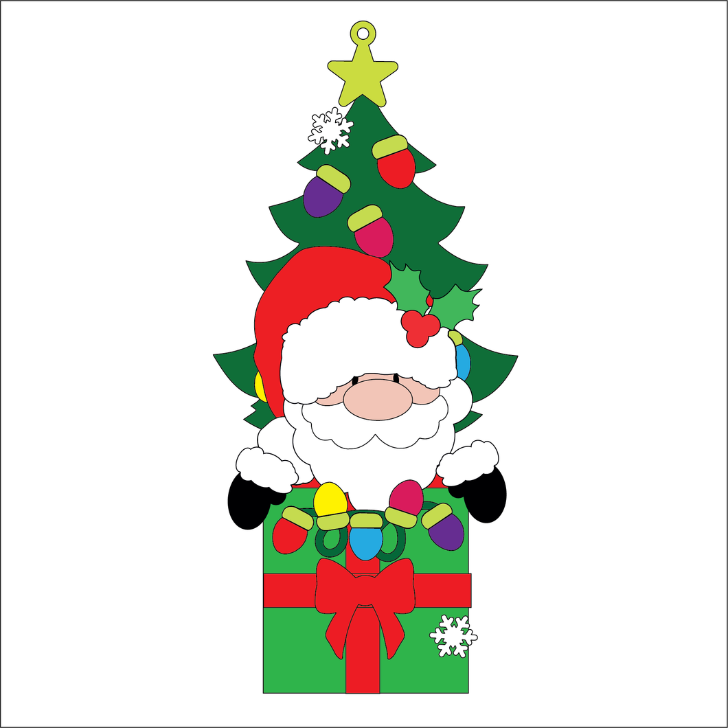 OL5397 - MDF Christmas Lights Tree Stacker Optional Hanging Holes Kit - Father Christmas - Olifantjie - Wooden - MDF - Lasercut - Blank - Craft - Kit - Mixed Media - UK