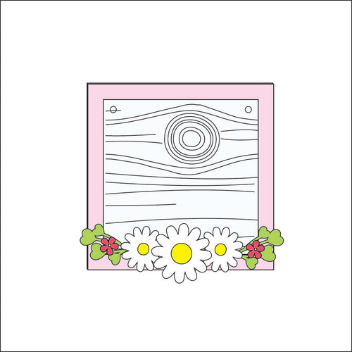 OL5093  - MDF Square wreath with backing   - Daisy - Olifantjie - Wooden - MDF - Lasercut - Blank - Craft - Kit - Mixed Media - UK