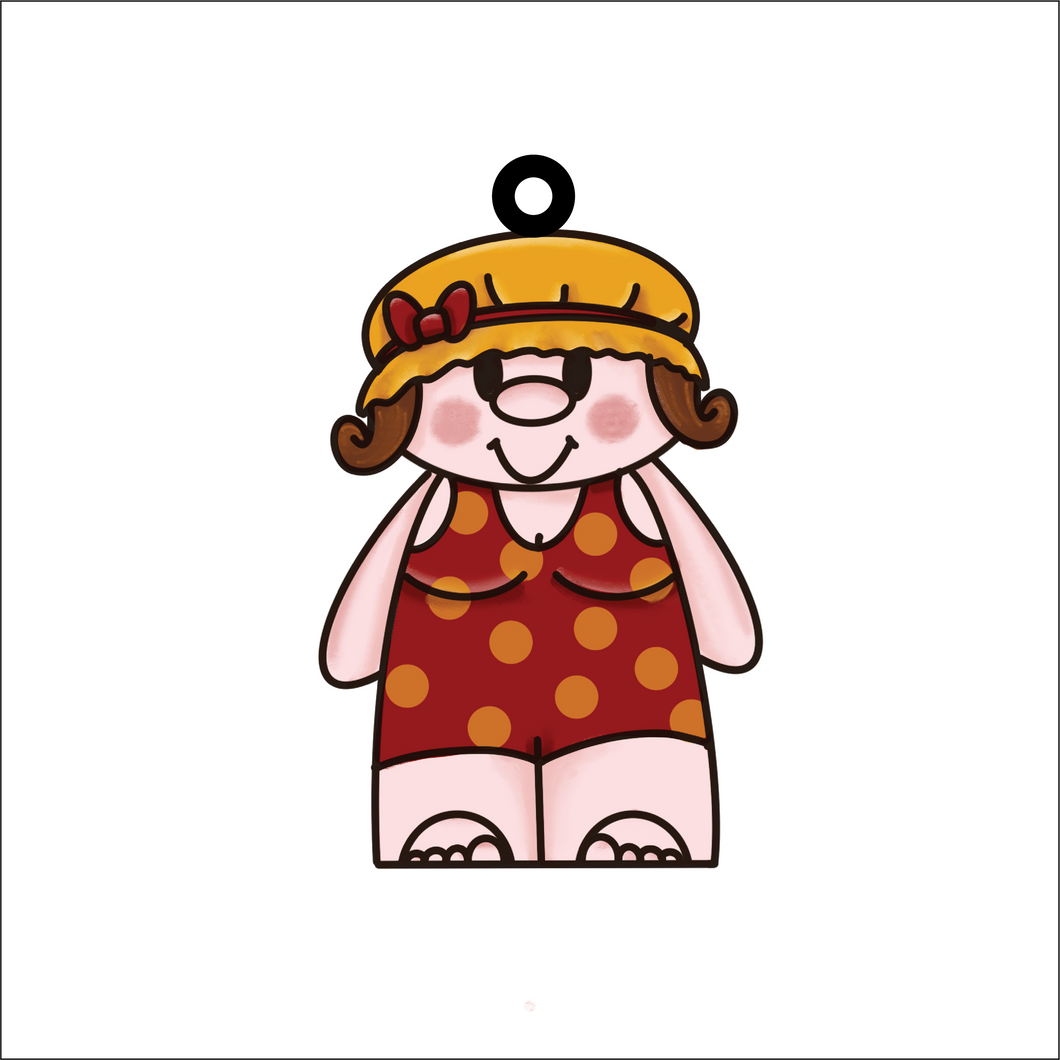 OL5157 - MDF Naïve Characters Seaside Holiday - Woman Swimsuit - Olifantjie - Wooden - MDF - Lasercut - Blank - Craft - Kit - Mixed Media - UK