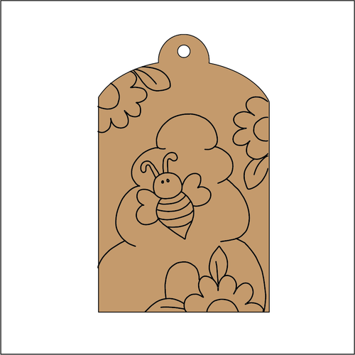 NO278 - MDF 2 Sizes  Tag Hanging Bauble - Engraved  - Bumble Bee Hive - Olifantjie - Wooden - MDF - Lasercut - Blank - Craft - Kit - Mixed Media - UK