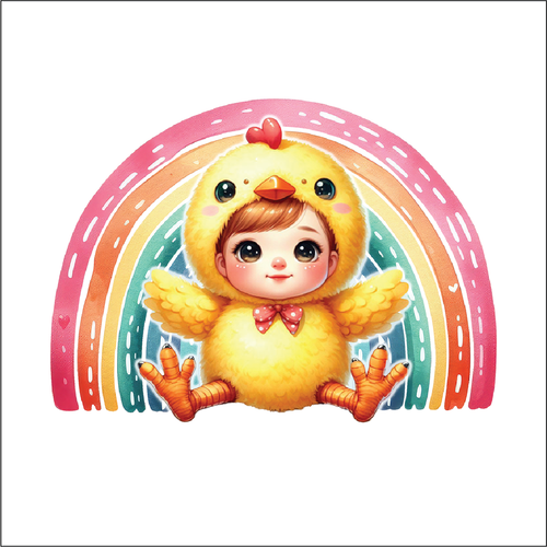 UV055 - UVDTF - Decal only Dress up child chick rainbow - Olifantjie - Wooden - MDF - Lasercut - Blank - Craft - Kit - Mixed Media - UK