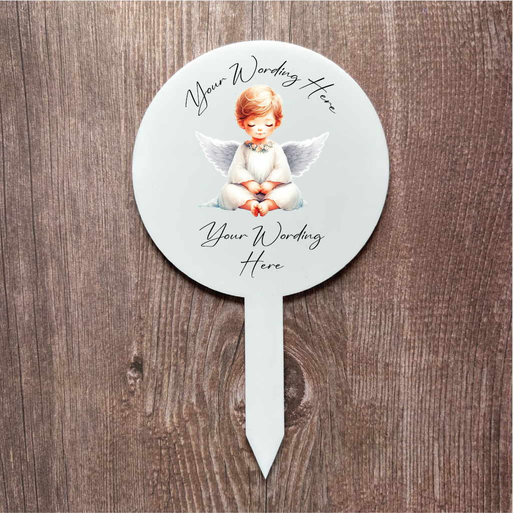 UV799 - Acrylic and UVDTF Personalised Grave /  Garden Marker - Angel 5 - Olifantjie - Wooden - MDF - Lasercut - Blank - Craft - Kit - Mixed Media - UK