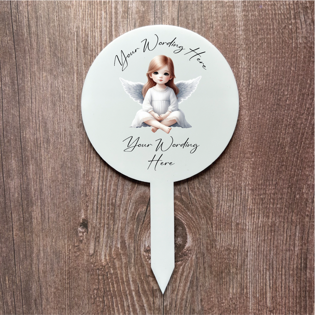 UV800 - Acrylic and UVDTF Personalised Grave /  Garden Marker - Angel 6 - Olifantjie - Wooden - MDF - Lasercut - Blank - Craft - Kit - Mixed Media - UK