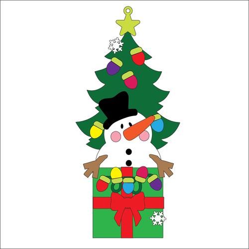 OL5399 - MDF Christmas Lights Tree Stacker Optional Hanging Holes Kit - Snowman - Olifantjie - Wooden - MDF - Lasercut - Blank - Craft - Kit - Mixed Media - UK