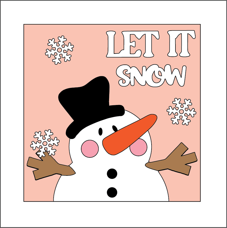 OL5271 - MDF Ladder Insert Tile - Snowman 'Let it Snow' - Olifantjie - Wooden - MDF - Lasercut - Blank - Craft - Kit - Mixed Media - UK