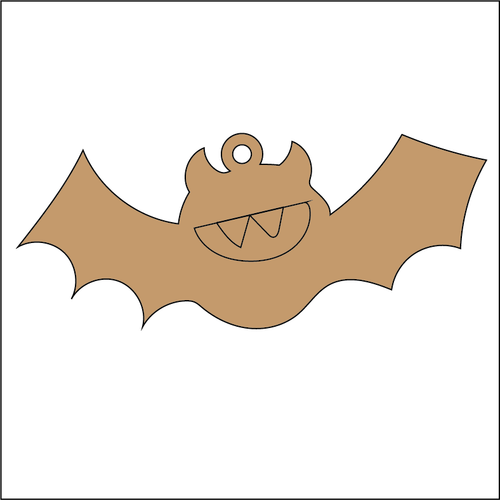 NO190 - MDF Halloween Autumn Bat Engraved Hanging Bauble - Olifantjie - Wooden - MDF - Lasercut - Blank - Craft - Kit - Mixed Media - UK