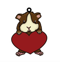 OL4249 - MDF Doodle Guinea Pig Heart  Hanging - With or without Banner - Olifantjie - Wooden - MDF - Lasercut - Blank - Craft - Kit - Mixed Media - UK