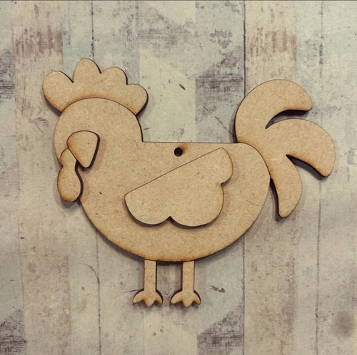 NO558 - MDF Rooster Hanging - Olifantjie - Wooden - MDF - Lasercut - Blank - Craft - Kit - Mixed Media - UK