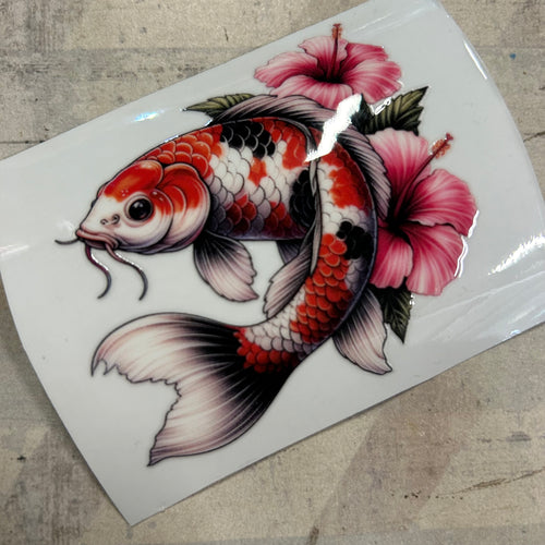 UV295 - UVDTF - Tattoo style Koi Carp Fish - nautical sea theme - Olifantjie - Wooden - MDF - Lasercut - Blank - Craft - Kit - Mixed Media - UK