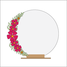 OL4337 - MDF Floral Circle - Freestanding or Hanging/no holes - Acrylic white, or clear or MDF Circle - Folk Flower - Olifantjie - Wooden - MDF - Lasercut - Blank - Craft - Kit - Mixed Media - UK