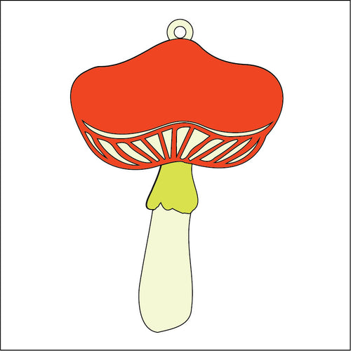 OL5120 - MDF Mushroom B hanging Bauble - Olifantjie - Wooden - MDF - Lasercut - Blank - Craft - Kit - Mixed Media - UK