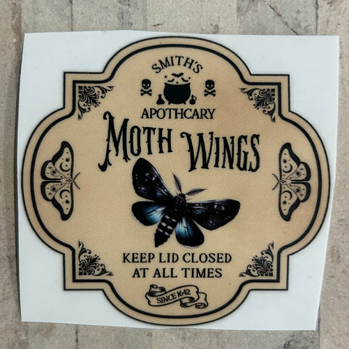 UV379 - UVDTF - DECAL ONLY - Personalised Vintage Style Potion Bottle Label - Mixed sizes - Moth Wings - Olifantjie - Wooden - MDF - Lasercut - Blank - Craft - Kit - Mixed Media - UK