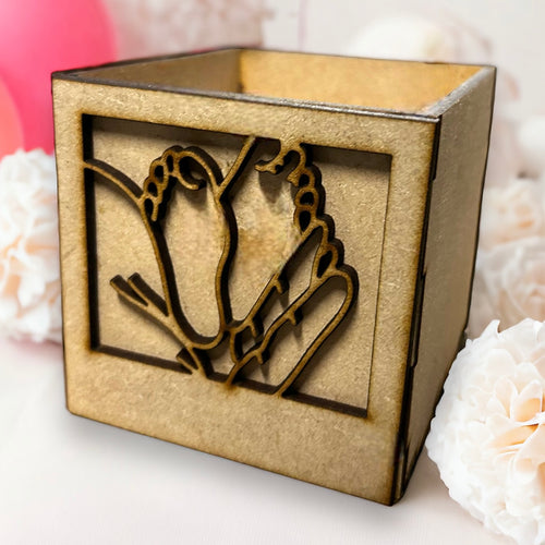 BX038 - MDF Personalised Treats, Chocolate, Gifts Box - optional lid - Baby feet in hands - Olifantjie - Wooden - MDF - Lasercut - Blank - Craft - Kit - Mixed Media - UK