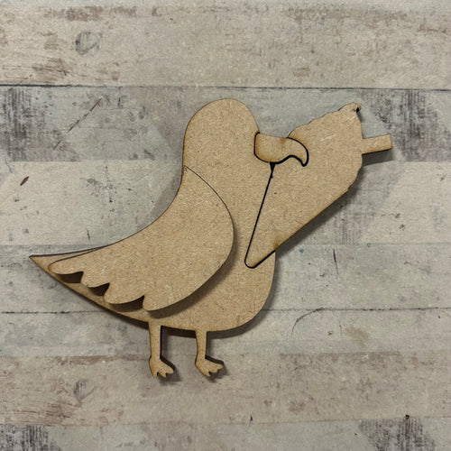 OL5209 - MDF Layered Seagull Magnet 8.5cm size with icecream - Olifantjie - Wooden - MDF - Lasercut - Blank - Craft - Kit - Mixed Media - UK