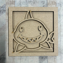 OL4546 - MDF Ladder Insert Tile - Doodle Cute Sealife - Shark - Olifantjie - Wooden - MDF - Lasercut - Blank - Craft - Kit - Mixed Media - UK