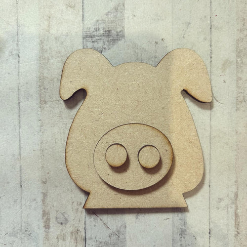 NO005 - MDF Magnet Size Simple Pig 2 - Olifantjie - Wooden - MDF - Lasercut - Blank - Craft - Kit - Mixed Media - UK