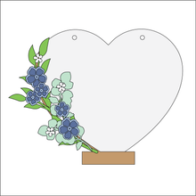 OL4350 - MDF Floral Heart - Freestanding or Hanging/no holes - Acrylic white, or clear or MDF Heart - Forget me not - Olifantjie - Wooden - MDF - Lasercut - Blank - Craft - Kit - Mixed Media - UK