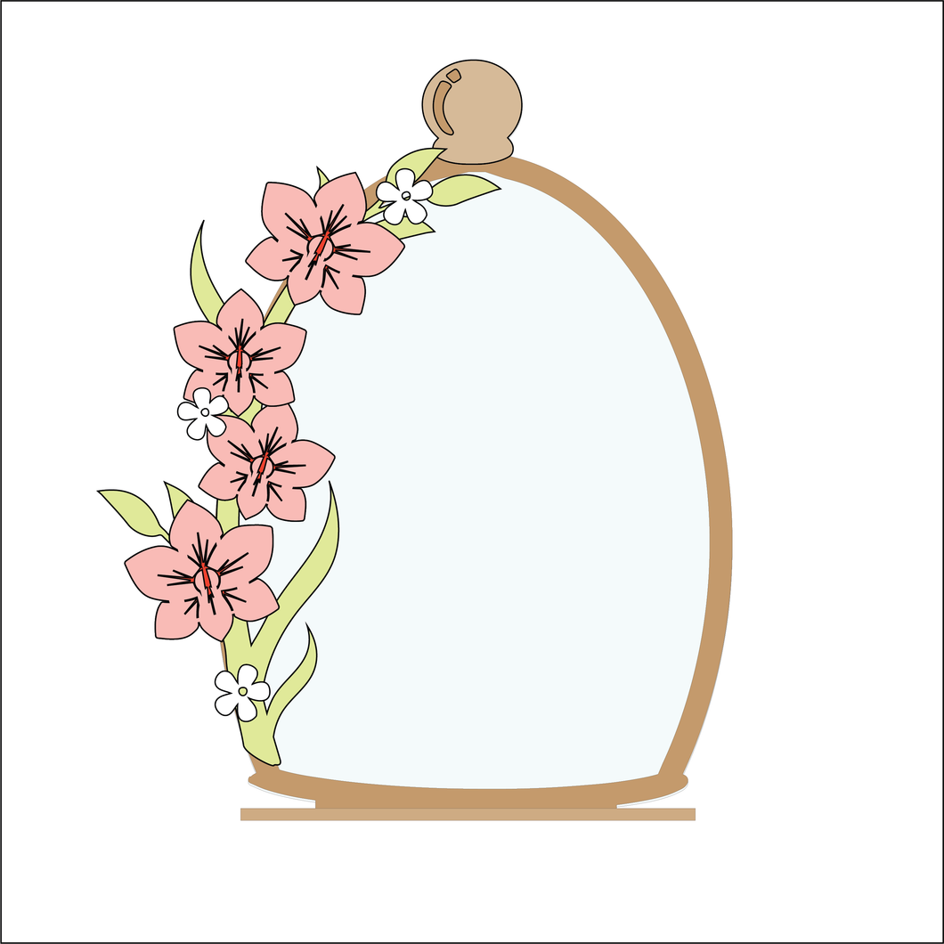 OL4921 - MDF Cloche - Orchid - Freestanding or Hanging/no holes - Acrylic white, or clear or MDF Cloche - Olifantjie - Wooden - MDF - Lasercut - Blank - Craft - Kit - Mixed Media - UK