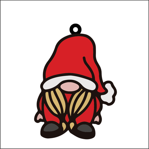 OL5522 - MDF Doodle Character Christmas Hanging Bauble - Gnome - Female Santa - Olifantjie - Wooden - MDF - Lasercut - Blank - Craft - Kit - Mixed Media - UK