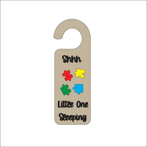 DH038 - Door Hanger - Shhh Little one Sleeping Puzzle Theme - Olifantjie - Wooden - MDF - Lasercut - Blank - Craft - Kit - Mixed Media - UK