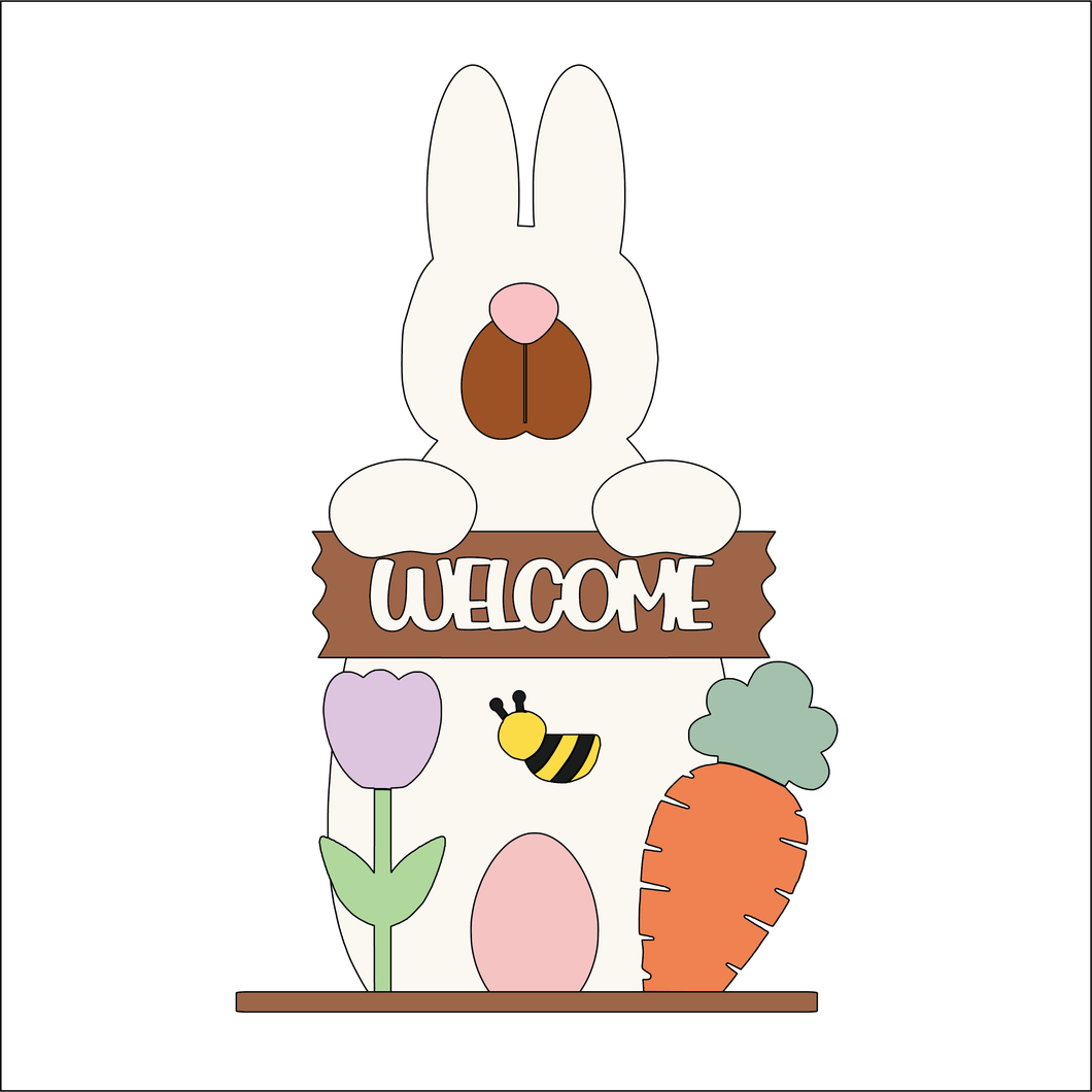 NO685- MDF Large Welcome Freestanding Bunny Kit - Olifantjie - Wooden - MDF - Lasercut - Blank - Craft - Kit - Mixed Media - UK