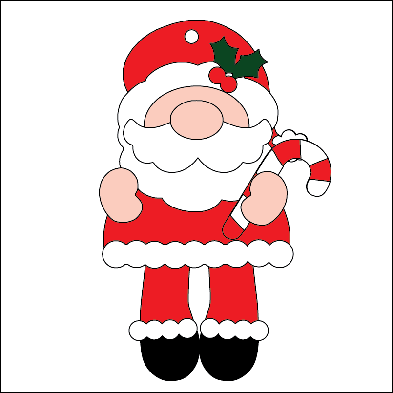 NO176- MDF 2 Sizes Christmas Father Christmas Santa Full Body Candy Cane - Olifantjie - Wooden - MDF - Lasercut - Blank - Craft - Kit - Mixed Media - UK