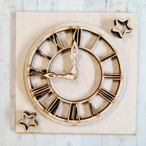 OL3150 - MDF Ladder Insert Tile -  Star Clock - Olifantjie - Wooden - MDF - Lasercut - Blank - Craft - Kit - Mixed Media - UK