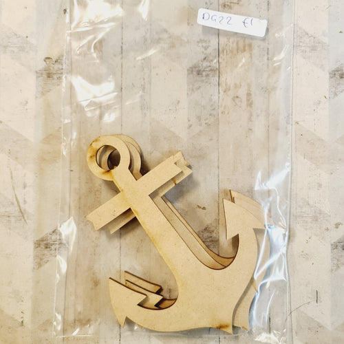 SALE -  Set of 3 Anchors (3: 15cm) BB79 - Olifantjie - Wooden - MDF - Lasercut - Blank - Craft - Kit - Mixed Media - UK