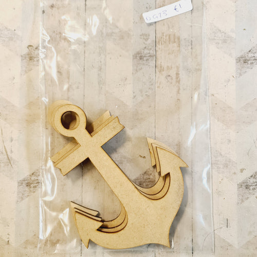 SALE - Set of 3 Anchors (3: 15cm) BB80 - Olifantjie - Wooden - MDF - Lasercut - Blank - Craft - Kit - Mixed Media - UK