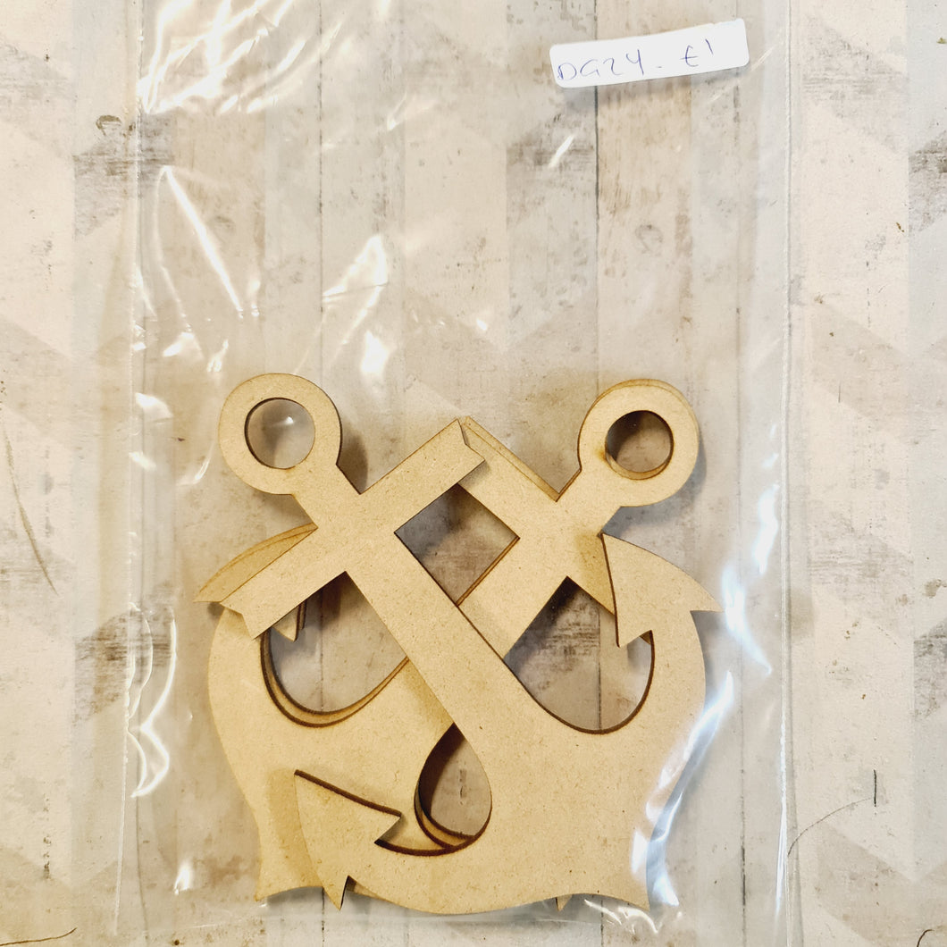 SALE - Set of 3 Anchors (3: 15cm) BB77 - Olifantjie - Wooden - MDF - Lasercut - Blank - Craft - Kit - Mixed Media - UK