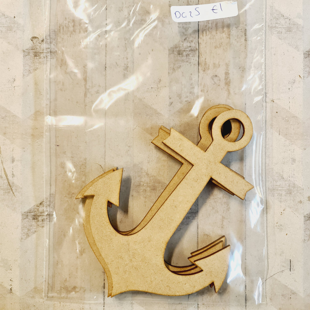 SALE - Set of 3 Anchors (3: 15cm) BB76 - Olifantjie - Wooden - MDF - Lasercut - Blank - Craft - Kit - Mixed Media - UK