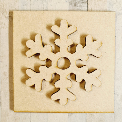 OL3351 - MDF Ladder Insert Tile - Snowflake - Olifantjie - Wooden - MDF - Lasercut - Blank - Craft - Kit - Mixed Media - UK