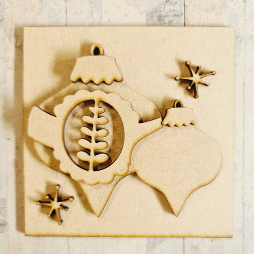 OL3353 - MDF Ladder Insert Tile - Baubles - Olifantjie - Wooden - MDF - Lasercut - Blank - Craft - Kit - Mixed Media - UK