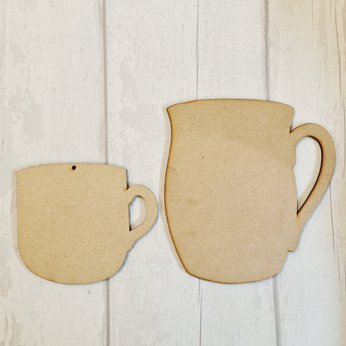 SALE - MDF Set of 2 Cups BB4 - Olifantjie - Wooden - MDF - Lasercut - Blank - Craft - Kit - Mixed Media - UK