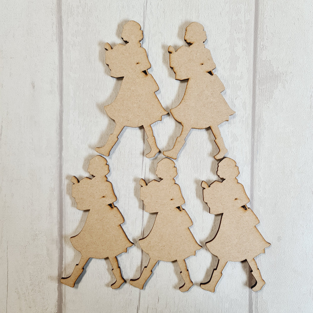 SALE - MDF Set of 5 Victorian Girls - No BB21 - Olifantjie - Wooden - MDF - Lasercut - Blank - Craft - Kit - Mixed Media - UK