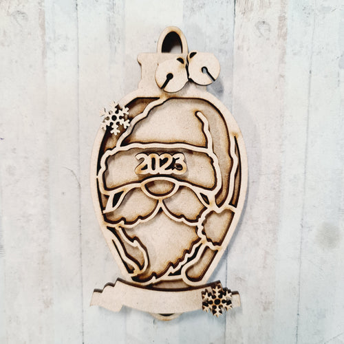 OL4148 - MDF Christmas Light Bulb - Male Gnome - Olifantjie - Wooden - MDF - Lasercut - Blank - Craft - Kit - Mixed Media - UK